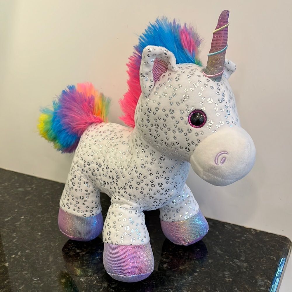 Kellytoy Fantasy Pets Plush Metallic Spotted Unicorn w/Rainbow Mane